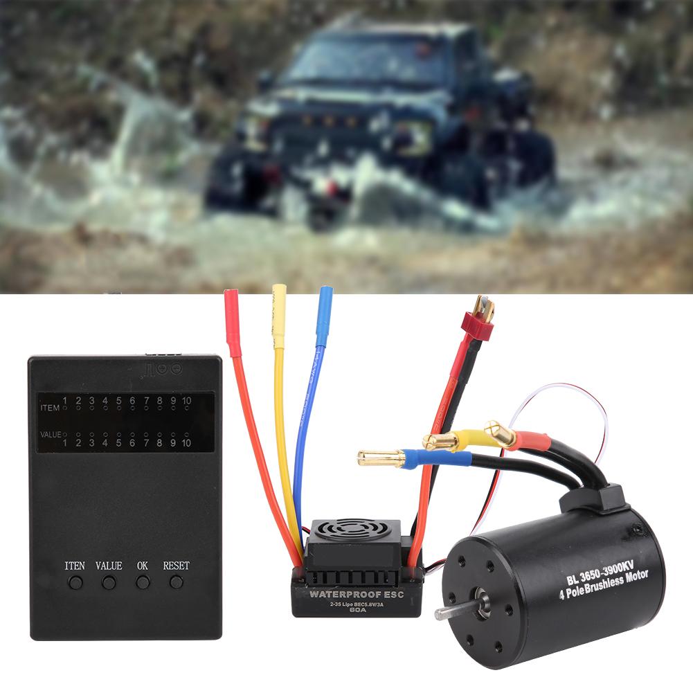 3650 3900KV Brushless Motor Program Card 60A ESC with Waterproof BEC for 1 10 RC Car