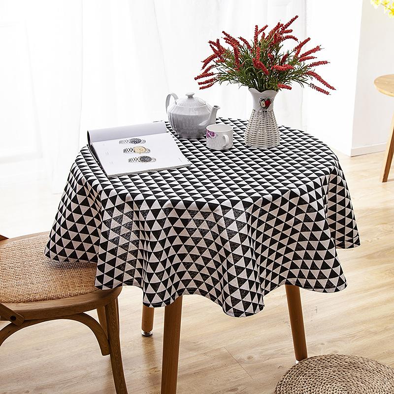 Polyester Cotton Imitation Linen Table Cloth Round Tablecloth Printed Fringed Tablecloth Cover Towel
