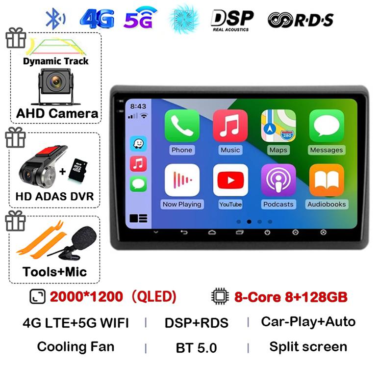 Android 14 Carplay Auto Car Radio Multimedia Player For Renault Master Nissan NV400 Opel Movano 2010-2021 Stereo GPS Wifi+4G DSP