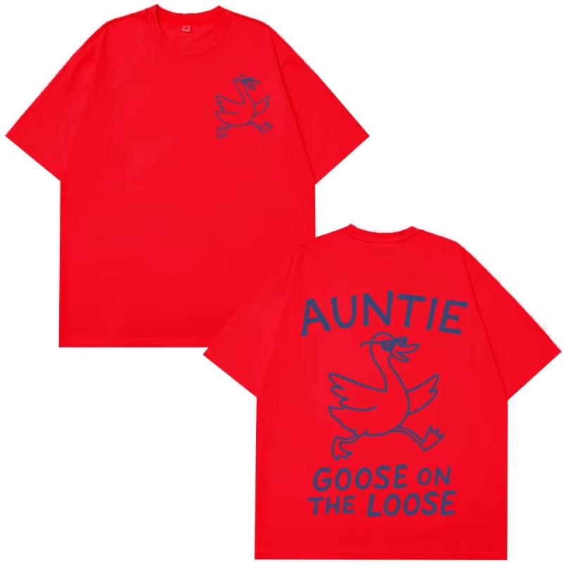 Auntie Goose On The Loose Funny Retro Print Tshirt Unisex Unisex Harajuku Tshirts Shortsleeved Loose Casual Highquality Tshirts
