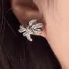 Huitan Elegant Bowkont Design Women Stud Earrings with Shining CZ for Wedding Daily Party Versatile Sweet Accessories Jewelry