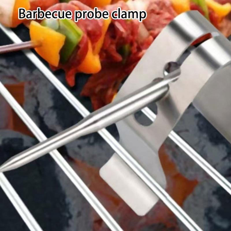 Stainless Steels Thermometers Clip for Food Safety with Multi-Hole Stable Grill Probe Holder for Meat and Liquids