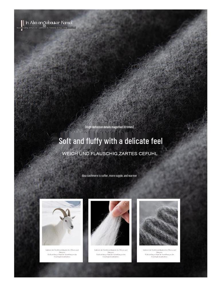 Damen Kaschmir Pullover mit gerolltem Rand, halbem Stehkragen - Minimalistisch, Lockerer Schnitt, Figurschmeichelnder Langarm.