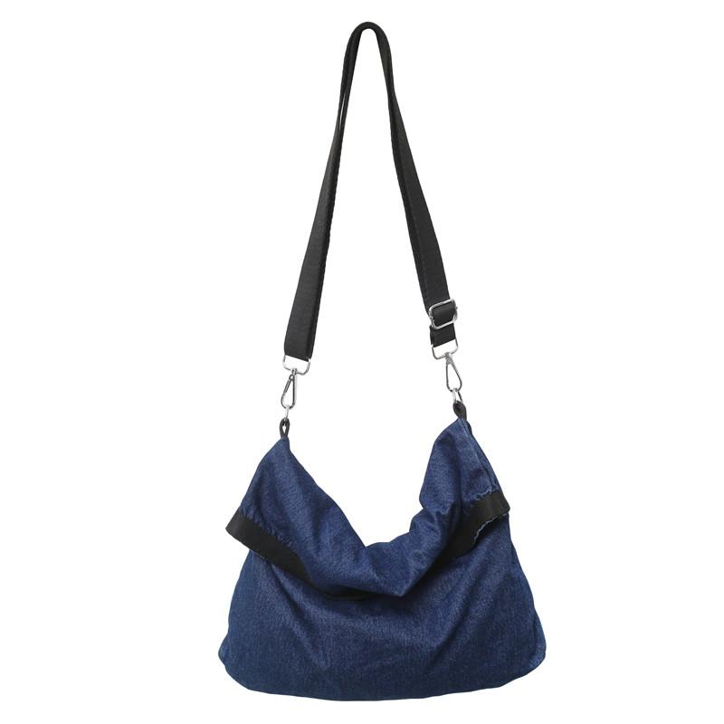 Denim Çanta Büyük Kapasiteli Omuz Çantası Kadın Crossbody Çanta Düz Renk Messenger Çanta