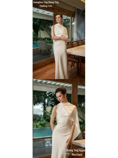Elegant Summer Satin Evening Gown - Sexy European & American French Style Long Dress for Women