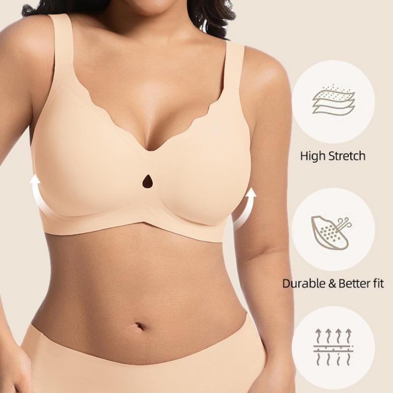 European Seamless Deep V Bra for Women Gathered Side Bust Coverage Anti-Sagging Daily Comfort Intimates