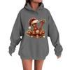 Women's Casual Comfortable Long-Sleeved Christmas Letter-Printed Warm Hooded Crew-Neck Sweatshirt