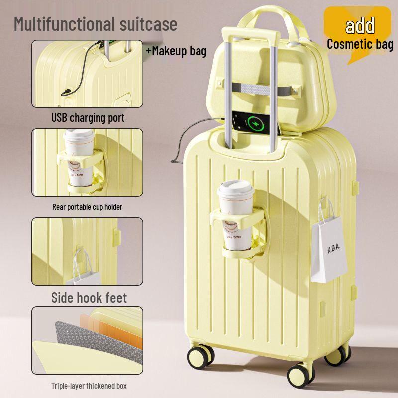 New Style Ins Durable Multifunctional Student Suitcase with Large Capacity and Password Lock Spinner Wheels