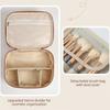 Square Detachable Makeup Bag PU Leather Waterproof Cosmetic Bag Zipper Compartmentalized Storage Beauty Case Pouch