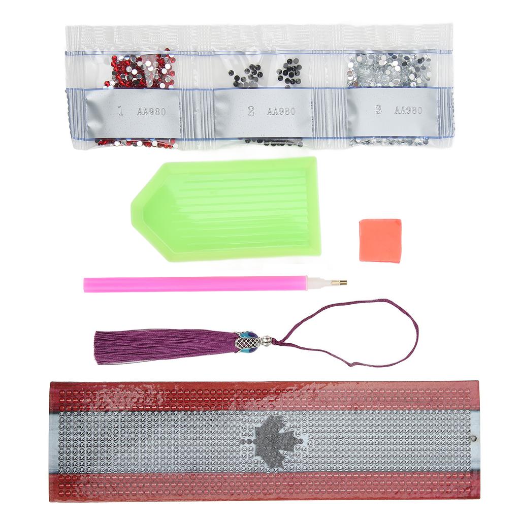 Rhinestones Painting Bookmarks Bright Colors Waterproof DIY Rhinestones Bookmarks with Maple Leaf Pattern for Gifts