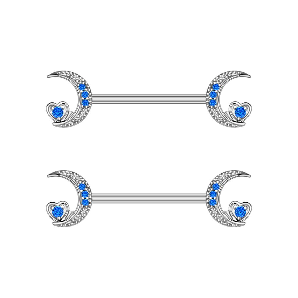 2pcs Butterfly Nipple Piercings Rings 16mm Length Bar Barbell Steel Crystal Nipple Shield Cover Heart Flower Tongue Body Jewelry
