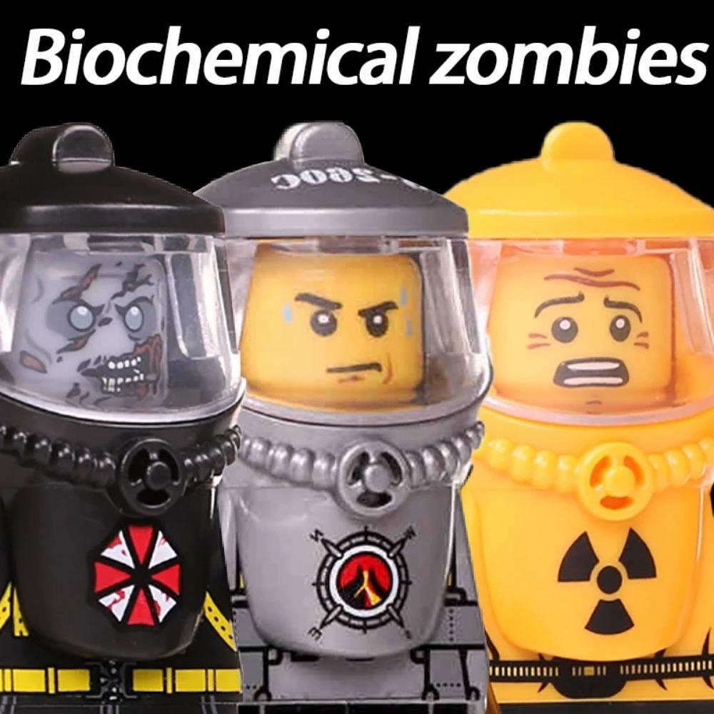 MOC Halloweenské Zombie Figurky Stavební Kostky Dvojitá Hlava Křivý Krk Příslušenství Kostky Hračky Dětský Dárek