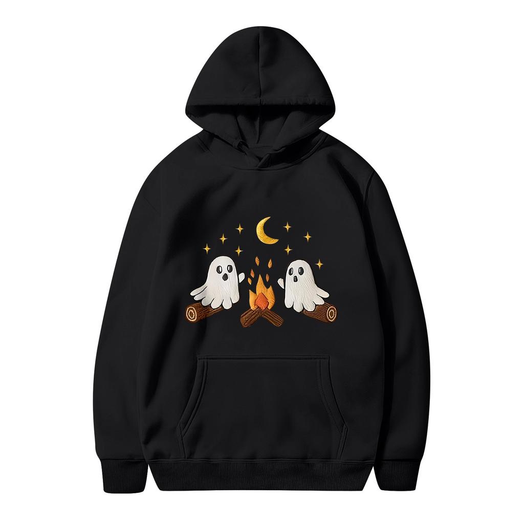 Women's Casual Fashion Solid Color Rugby Print Long Sleeve Hooded Sweatshirt Top