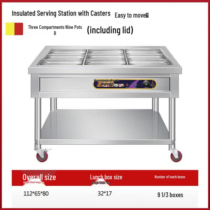 Commercial Fast Food Heated Soup Pool Warmer Cart
