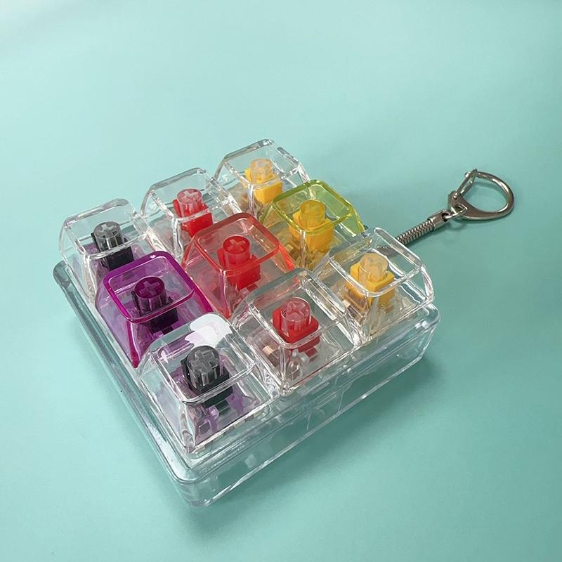 9 Keys Keyboard Keycaps Keychain Fidget Toy Anti-Anxiety Point Keycaps Party Stress Relief DIY Keycaps Toy Keyboard Caps