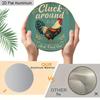 2D Flat Aluminum Funny Chicken Sign Round Metal Sign, Funny Farm Animal Door Hanger for Backyard Barn Fence Decoration, Pre-Drilled Holes for Easy