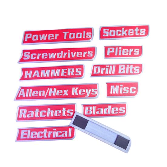 

12/14 шт. Магнитные этикетки для ящика с инструментами, многоразовые, напечатанные на 3D-принтере, бирки-органайзеры для ящика с инструментами, стальные ящики для инструментов, тележки, ящики, шкафы, маркерные организационные этикетки красный