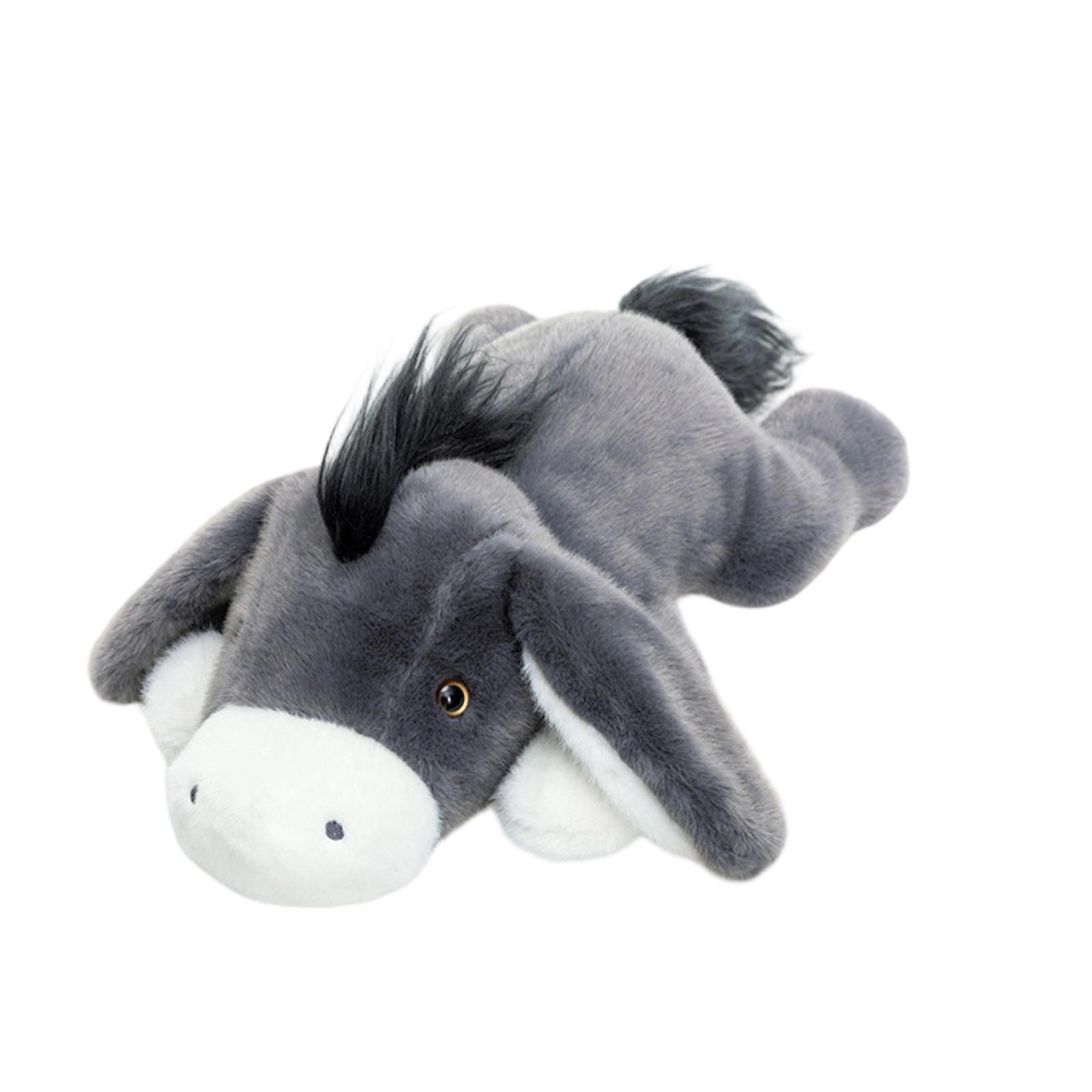 Realistic Plush Donkey Soft Stuffed Animal Toy Farm Animal Replica Soft Fur Filled Plush Doll for Kids and Collectors One Size