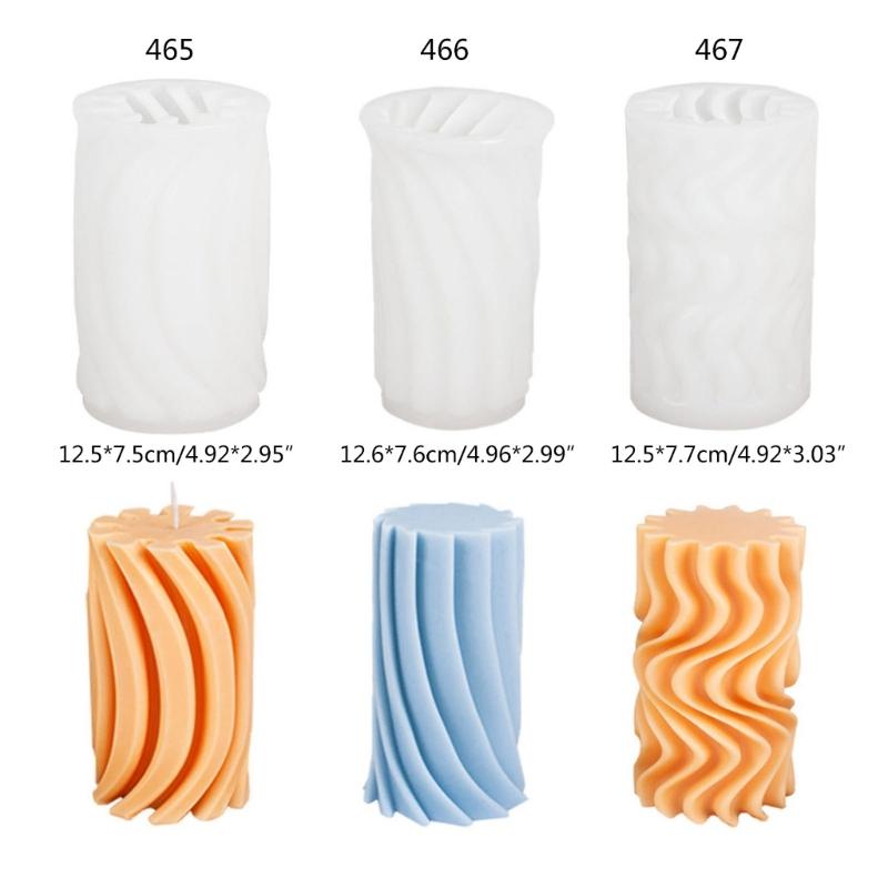 3D Geometric Cylindrical Silicone Candle Mold Handmade DIY Aromatherapy Candle Wax Clay Craft for Home Wedding Dinner