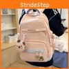 Solid Color Simple Letter Pattern Student Backpack With Decoration Pendant