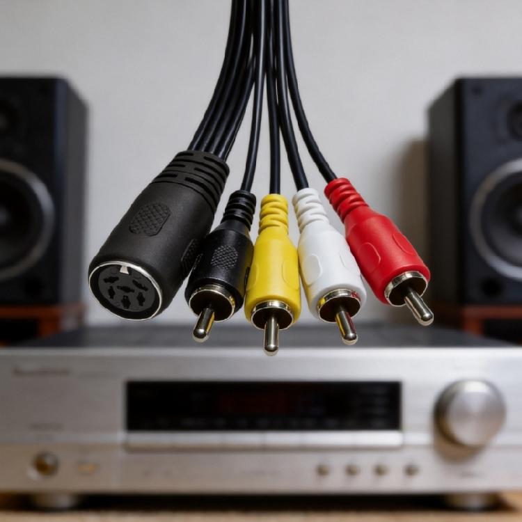 Universelles 6-Pin-DIN-zu-4-Cinch-Audio-/Video-Kabel für professionelle Setups Nahtlose Konnektivität zwischen Geräten 50/150 cm