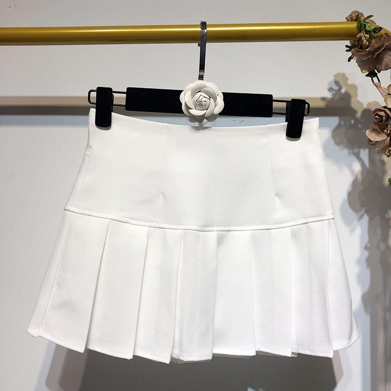 Summer Spice Girl Sexy Super Short Pleated Skirt Short Skirt Slim Fit Solid Color Low Waist Mini Tennis Skirt Sports Wind INS