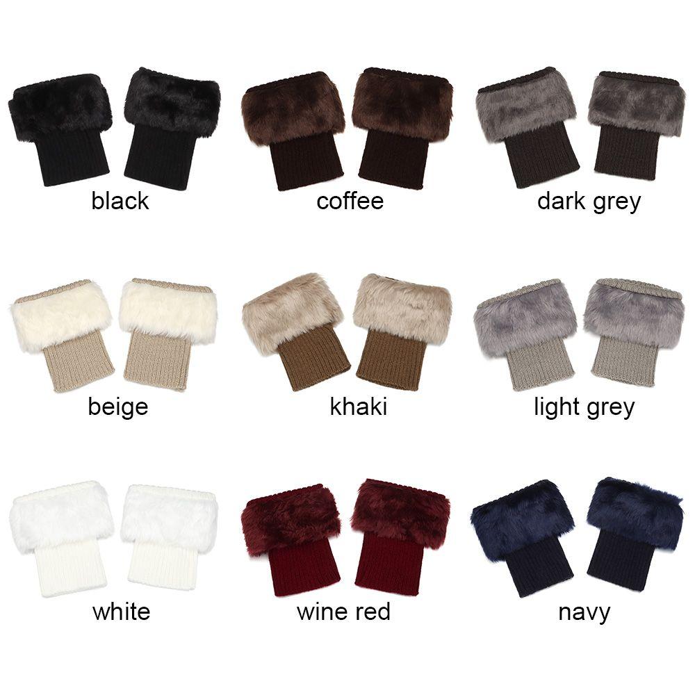 1 Pair Women Winter Knitting Leg Warmers Boot Cover Keep Warm Socks Solid Color Short Socks Boot Warmers Boot Toppers