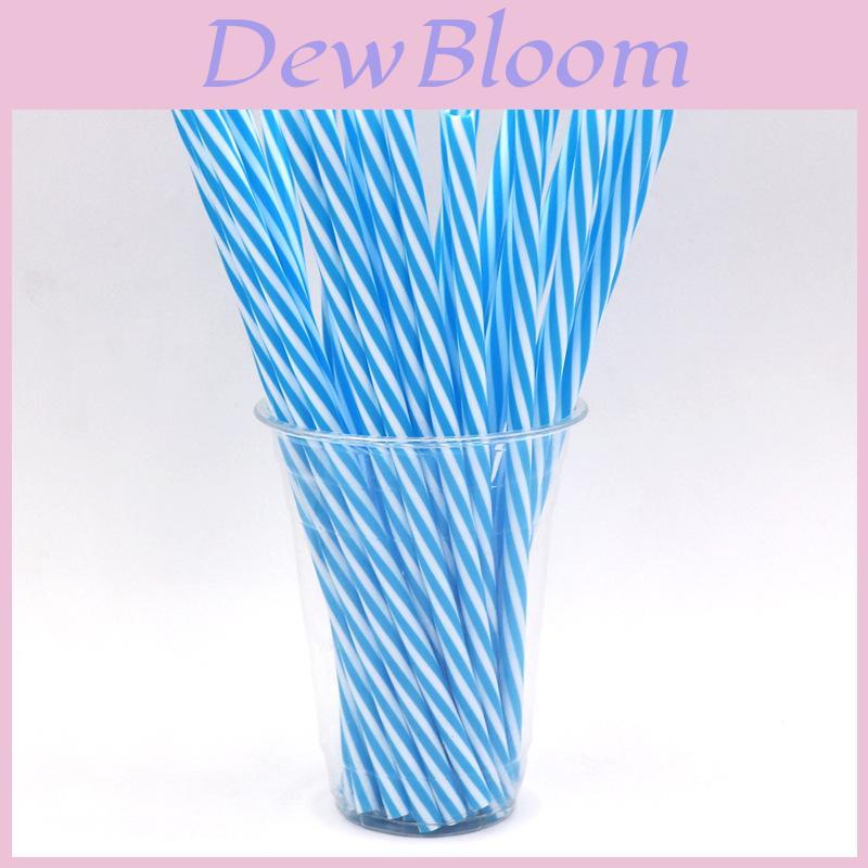 Plastic Rainbow Striped Drinking Straws With Twist Design For Party And Beverage Use