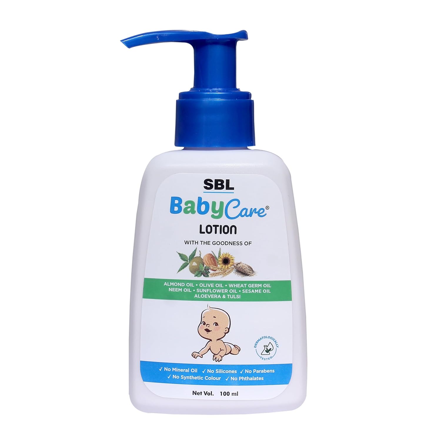 SBL BabyCare Lotion Gentle Baby Moisturizing Lotion Natural Oil Blend Aloe Vera Tulsi 100 ml Pack Of 3 Baby Skin Care
