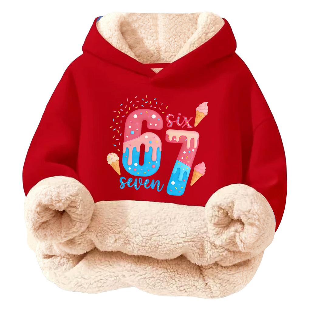 Children's Fashionable Printing Casual Fleece Hooded Loose Fit Hoodie Without Pockets