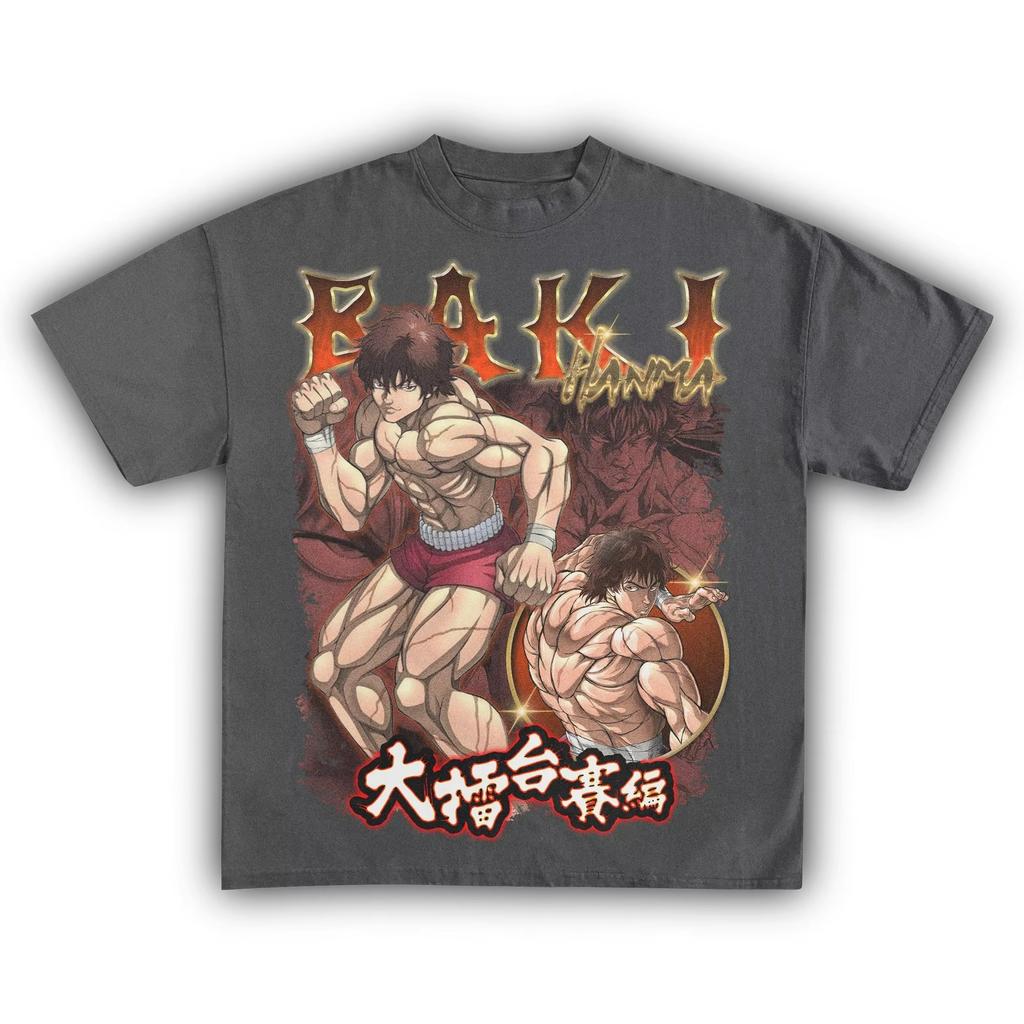 Baki Hanma Anime Graphic T-shirt, Unisex Pure Cotton Short Sleeve Streetwear Women And Men T-shirt