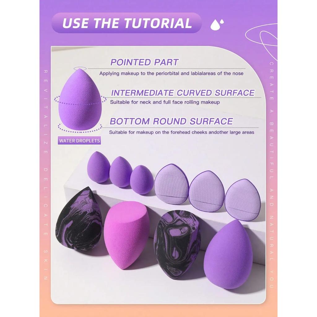 Makeup Sponge Set Blender Sponges 10 Pcs for Foundation Powder Liquid Professional Beauty Sponge Super Soft Facial Makeup Tools