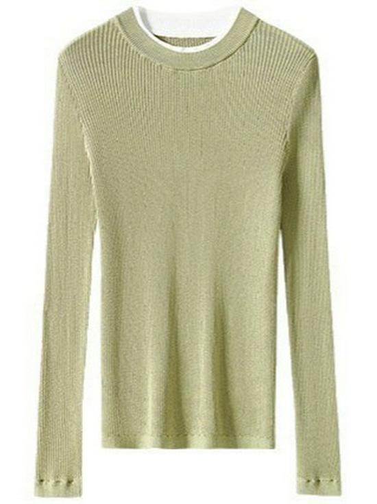 Mulberry Silk Blend Fake Two-Piece Ribbed Knit Slim-Fit Base Layer for Women - Spring/Autumn 2026