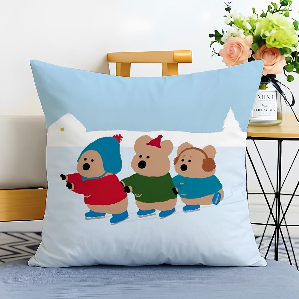 Korean Stationery DDinotaeng Cushion Cover Washable Linen Comfort Soft  for Sofa Bed Cozy Home Room Decor