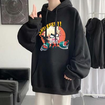 Anime My Hero Academia Bakugou Katsuki Hoodies Men Harajuku Funny Cartoon Tops Unisex Casual Oversized Winter Warm Sweatshirts