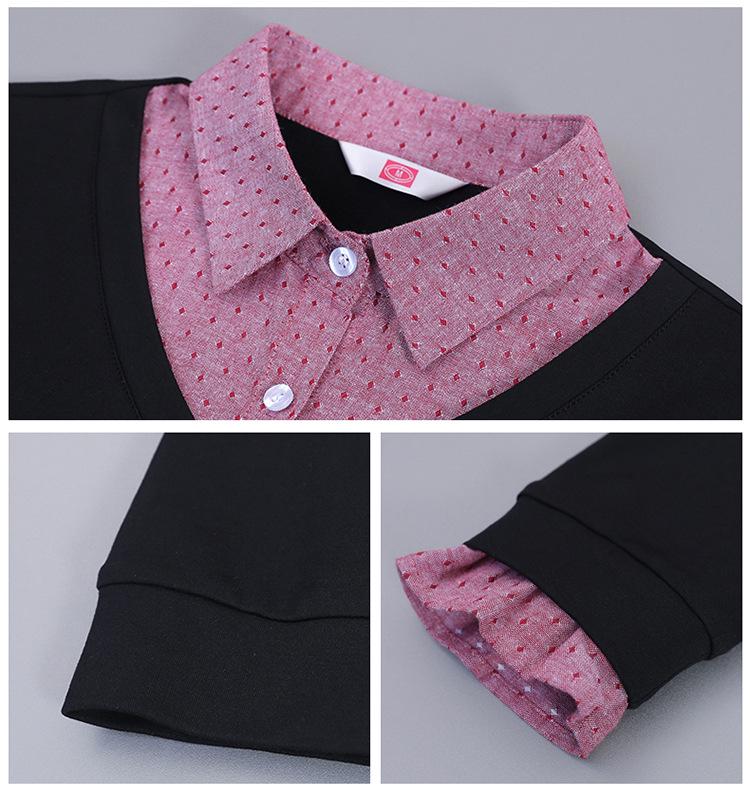 Khmer Farbblock-Revers Zweiteiliger Look Damen Langarm Herbst/Winter Pullover-Shirt