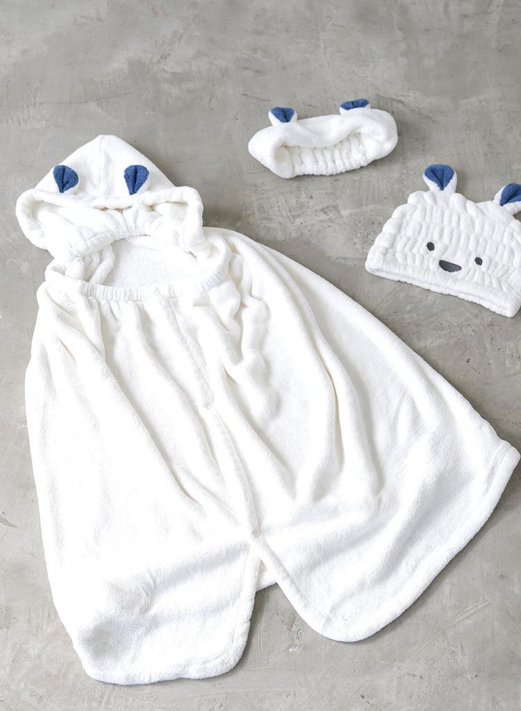 CB JAPAN Carari Wrap Towel with Hood for Pool and 3x Water Absorption Polar Length Quickly Absorbs Water in the Gaps Between the Marshmallow Soft and