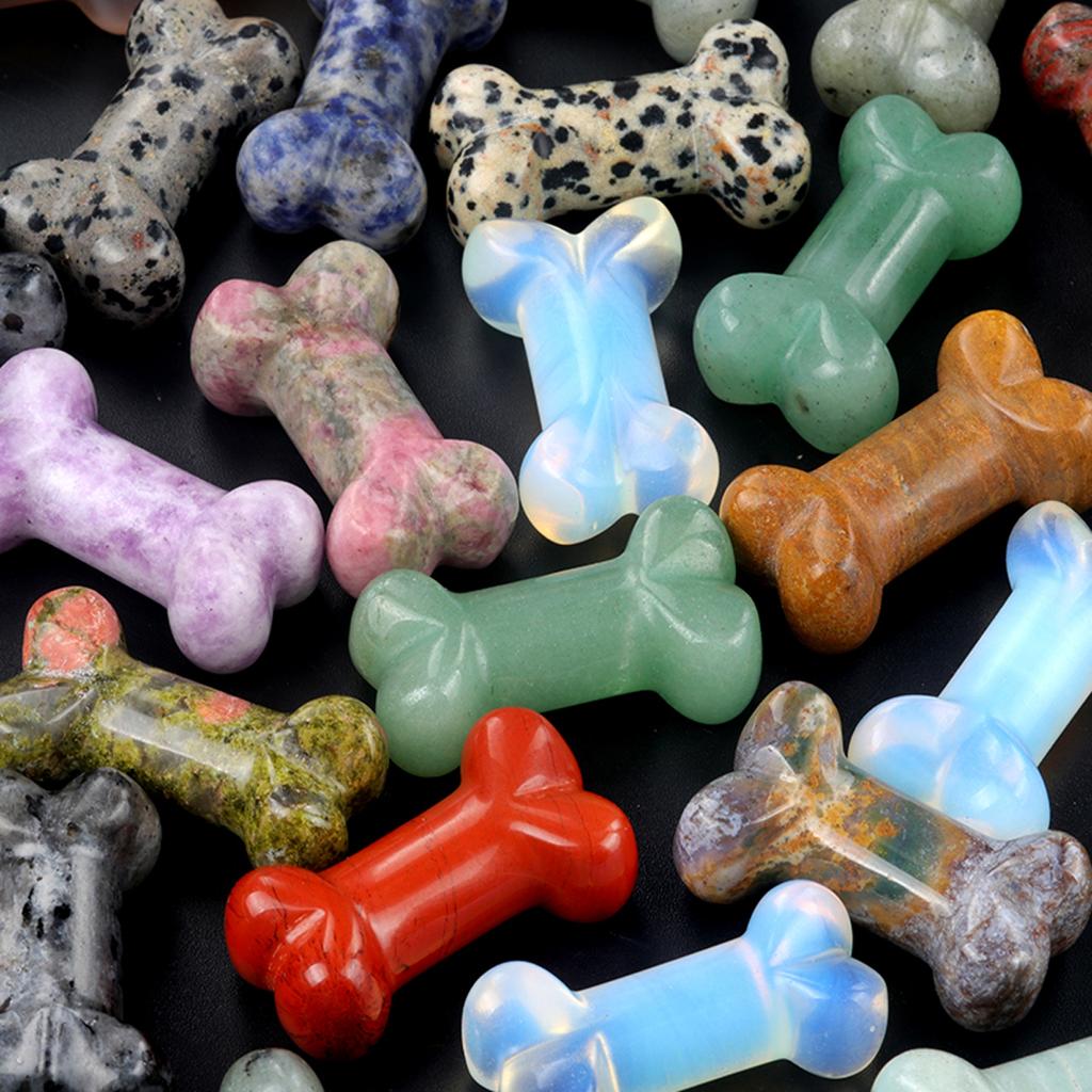 1ks Mini duchovní léčivý krystal Ornament Dekorace Tvar kosti Přírodní kámen Drahokam pro výzdobu psích boudy nebo bytového zařízení Šperky 34x20 mm