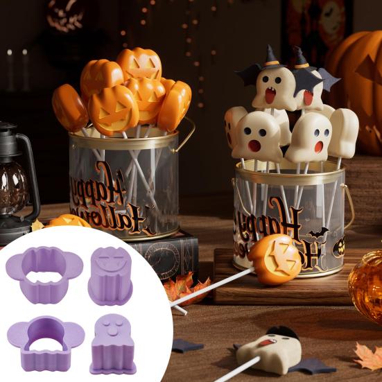 Halloween Cake Pop Mold Set Pumpkin & Ghost Shape Press for Baking Cookies Candy