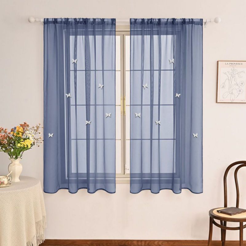 

3D Butterfly-decorated Sheer Curtains 100*130cm