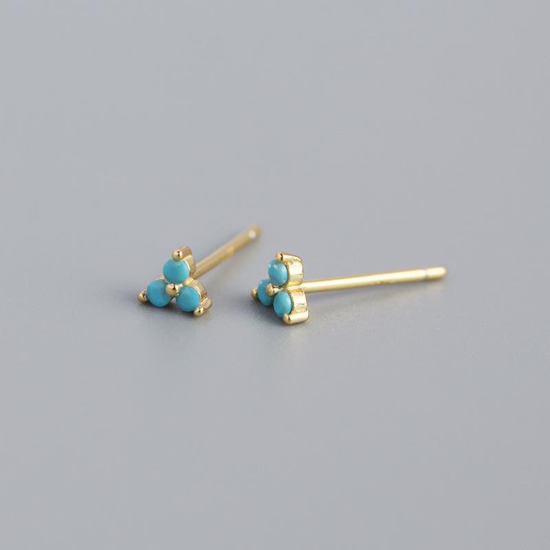 925 Silver Inlaid Crystal Geometric Clover Stud Earrings Light Luxury Mature Glamour Women Jewelry Accessories