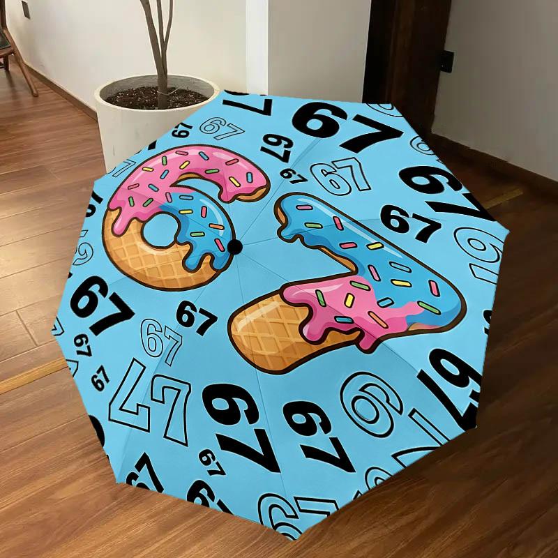 1PC Number 67 Umbrella-8-Rib Reinforced, Automatic Open, Lightweight & Durable, Fashion Accessory for Outdoor, J0337