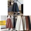 Womens Black Irregular Hem Cotton Blend Midi Skirt For Autumn Winter Fashion