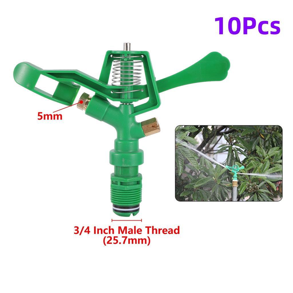 1/5/10Pcs Plastic Rocker Arm Double Spray Lawn Irrigation Nozzle 3/4"Male Thread Garden 360 Degree Angle Rotating Sprinkler Head