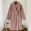 2024 Winter Long Faux Fur Coat Women Winter Lamb Fur Plush Coat Ladies Blazer Collar Lapel Fluffy Jacket Fashion Overcoat Elegant Outerwear