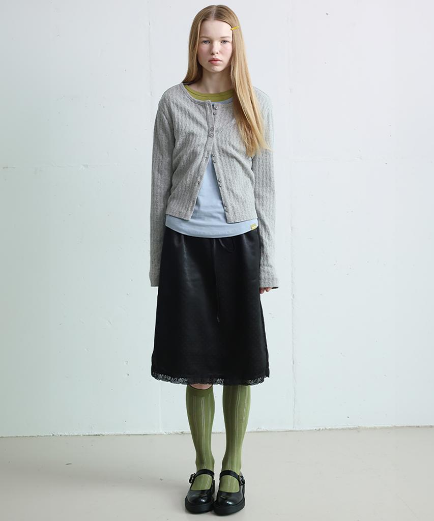 Forev Dotted Drawstring Skirt - Black