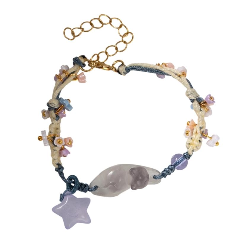Handmade Resin Star Charm Bracelet With Floral and Cats Designs Jewelry Gift for Her