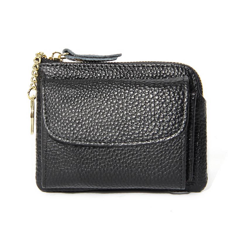 Japanese Cowhide Multifunctional Coin Purse & Card Holder - Genuine Leather Wallet with Key Attachment for Women