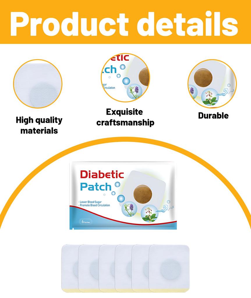 6-Piece Package of Diabetic Patch Sensor and Plaster Patch Pads, Designed for Blood Glucose Control To Help Balance Sugar Levels Through Transdermal