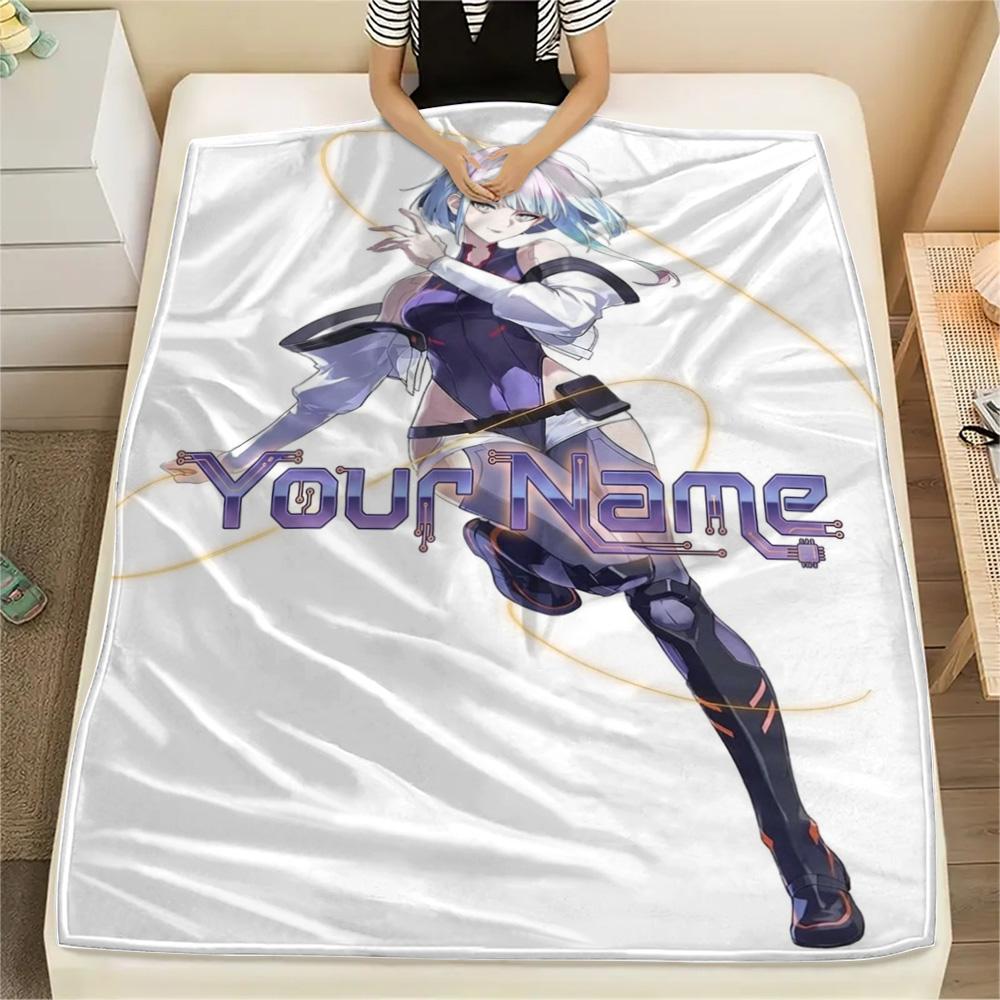1PC Anime Fusion Custom Name Patterned Flannel Blanket Suitable For All Seasons For Home Decor Warmth And Comfort Gifts Holiday Present